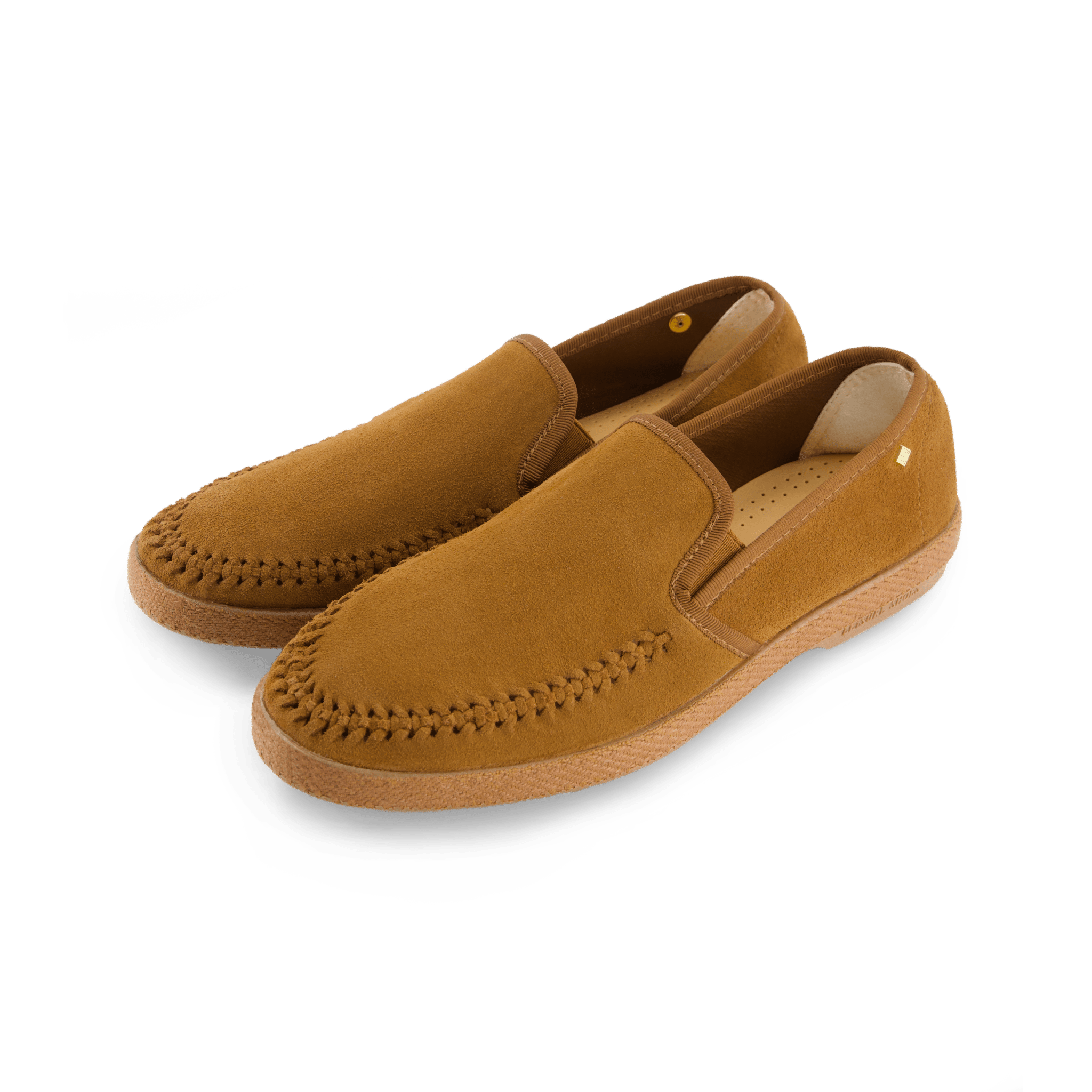 Rivieras European Union Slip - On Woven Split Toe Moccasin Brown 3094 Shoes handmade in Spain.