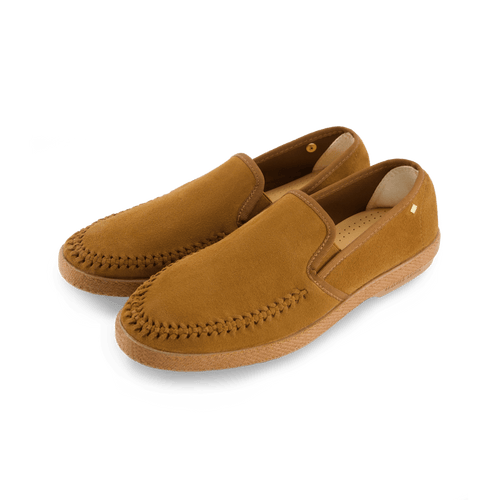 Rivieras European Union Slip - On Woven Split Toe Moccasin Brown 3094 Shoes handmade in Spain.
