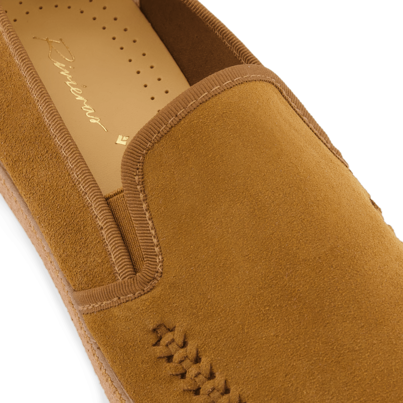 Rivieras European Union Slip - On Woven Split Toe Moccasin Brown 3094 Shoes handmade in Spain.