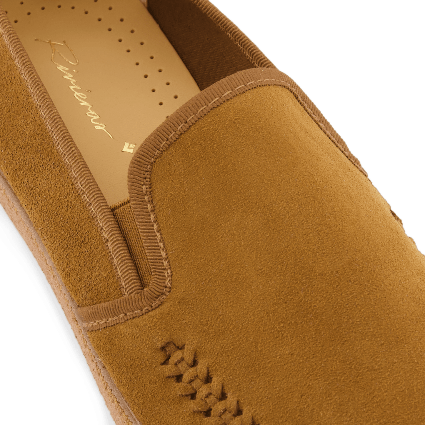 Rivieras European Union Slip - On Woven Split Toe Moccasin Brown 3094 Shoes handmade in Spain.