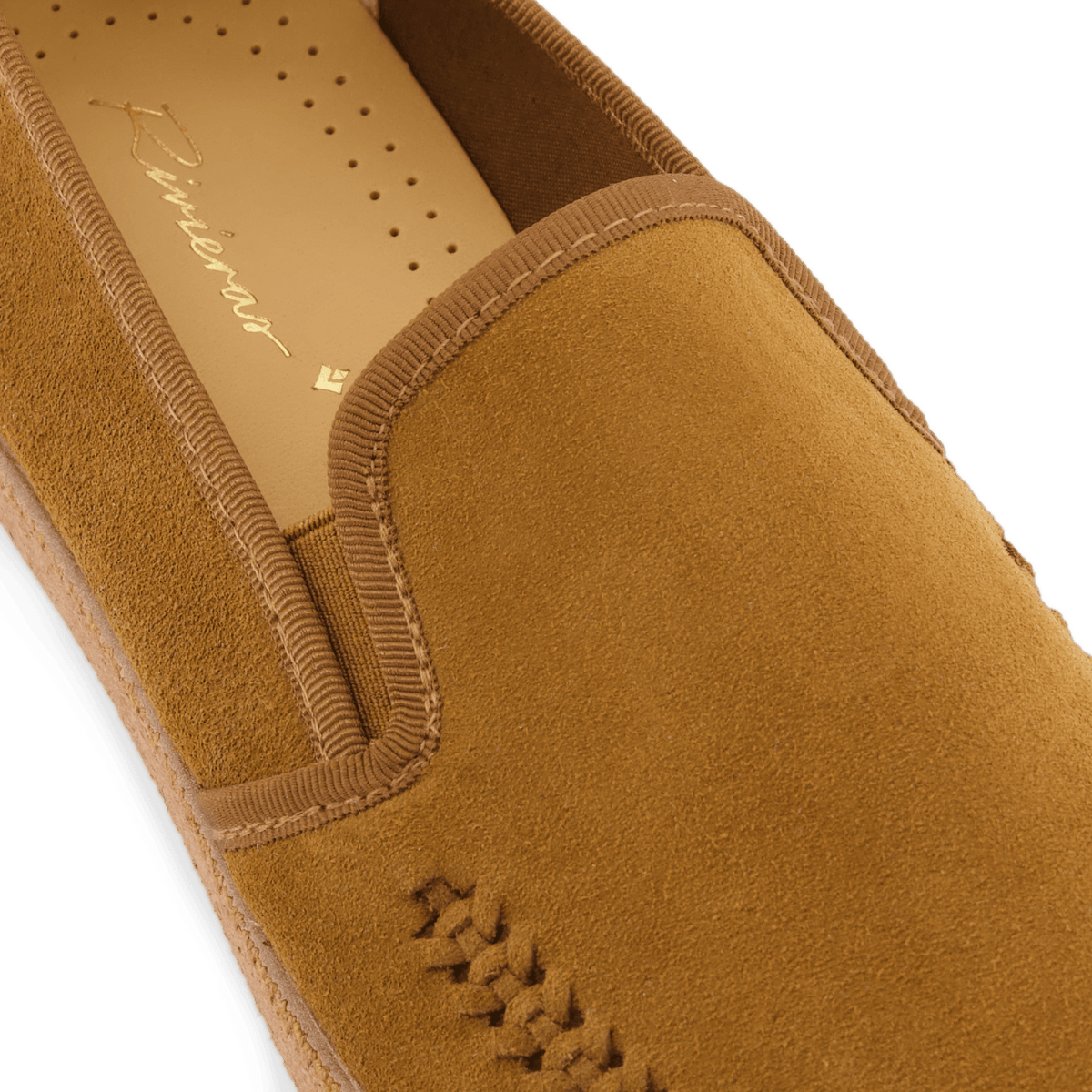 Rivieras European Union Slip - On Woven Split Toe Moccasin Brown 3094 Shoes handmade in Spain.