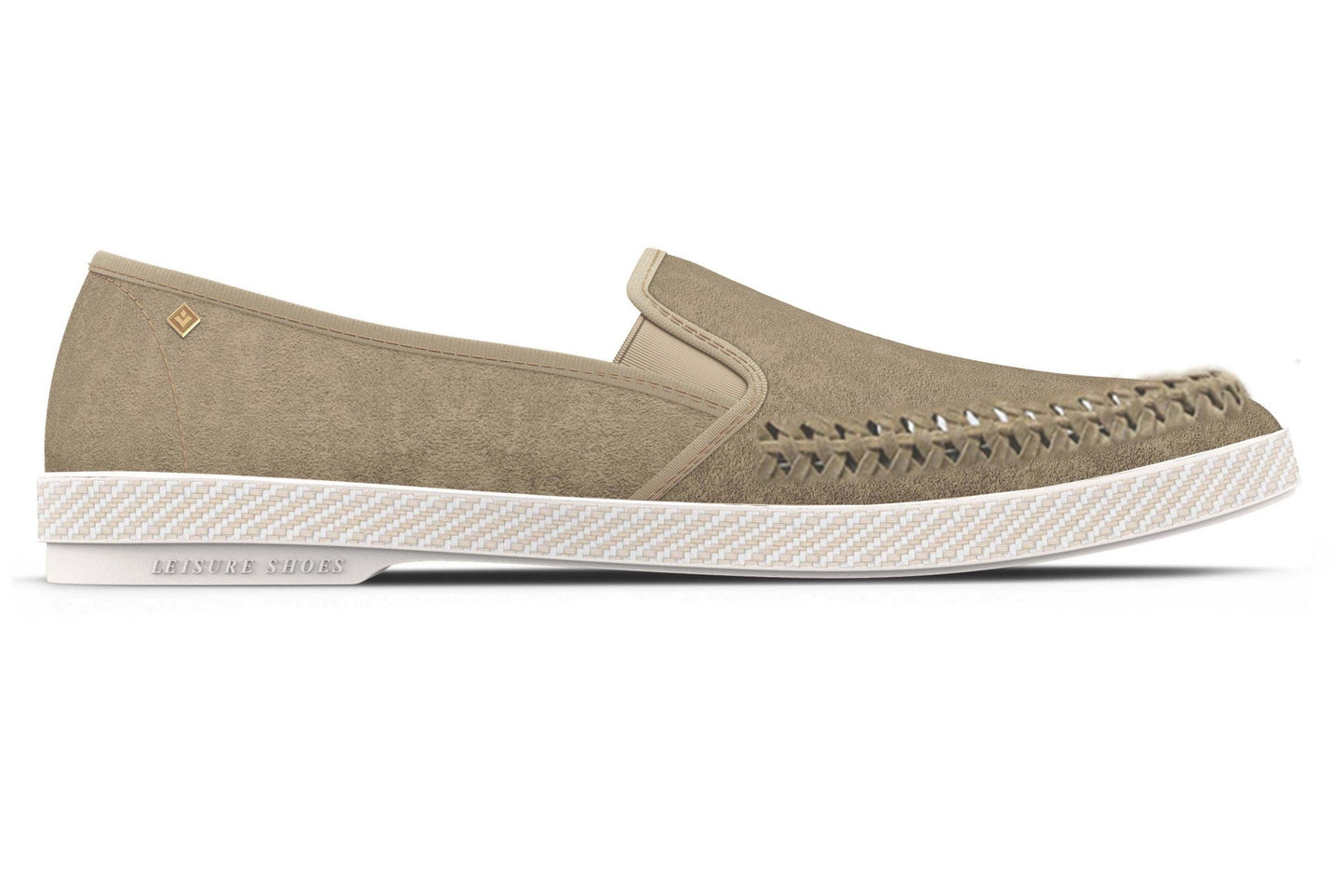 Rivieras European Union Slip - On Woven Split Toe Moccasin in Beige 3093 Shoes handmade in Spain.