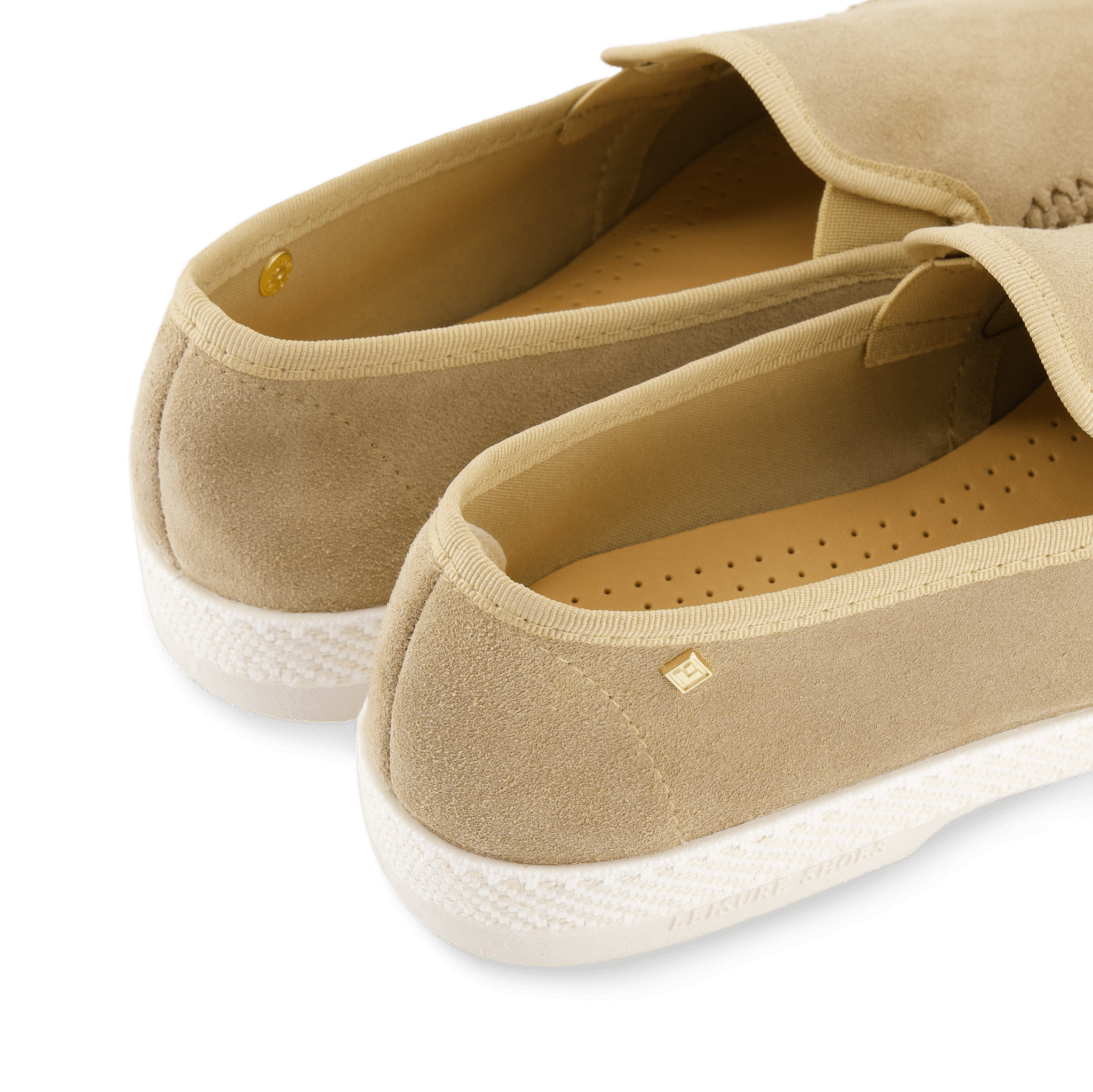 Rivieras European Union Slip - On Woven Split Toe Moccasin in Beige 3093 Shoes handmade in Spain.