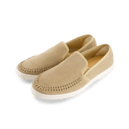 Rivieras European Union Slip - On Woven Split Toe Moccasin in Beige 3093 Shoes handmade in Spain.