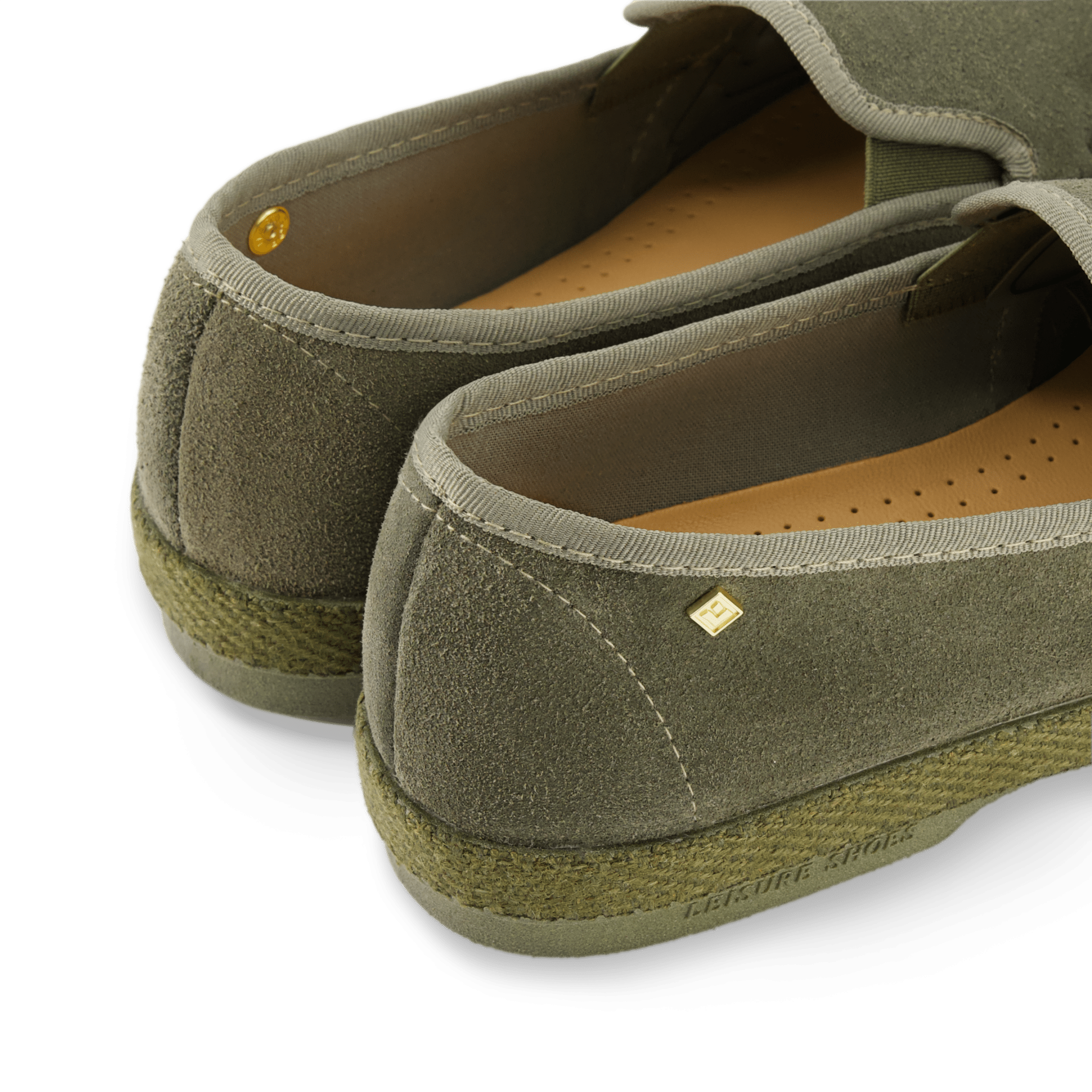 Rivieras European Union Slip - On Woven Split Toe Moccasin Muted Green 3095 Shoes handmade in Spain.