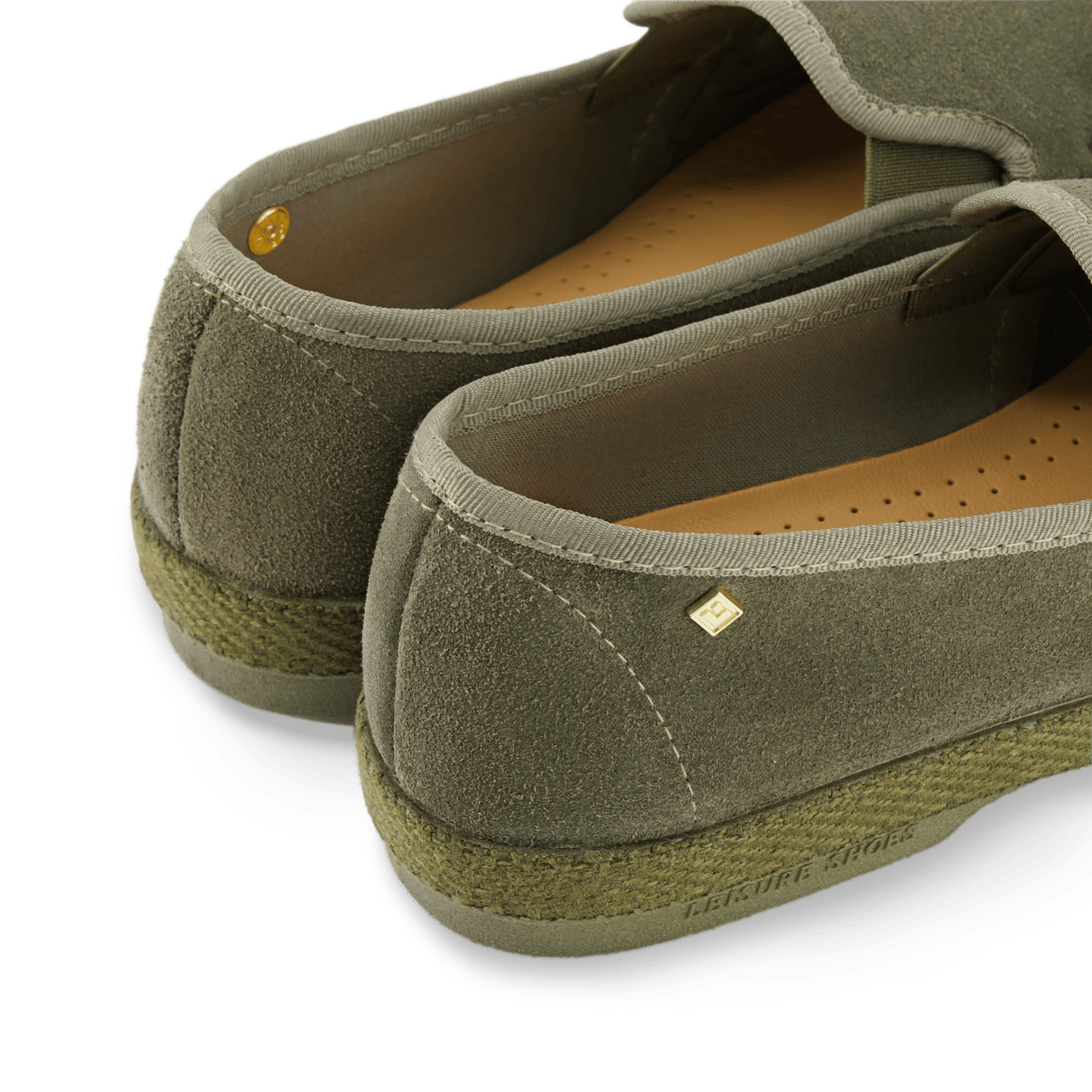 Rivieras European Union Slip - On Woven Split Toe Moccasin Muted Green 3095 Shoes handmade in Spain.