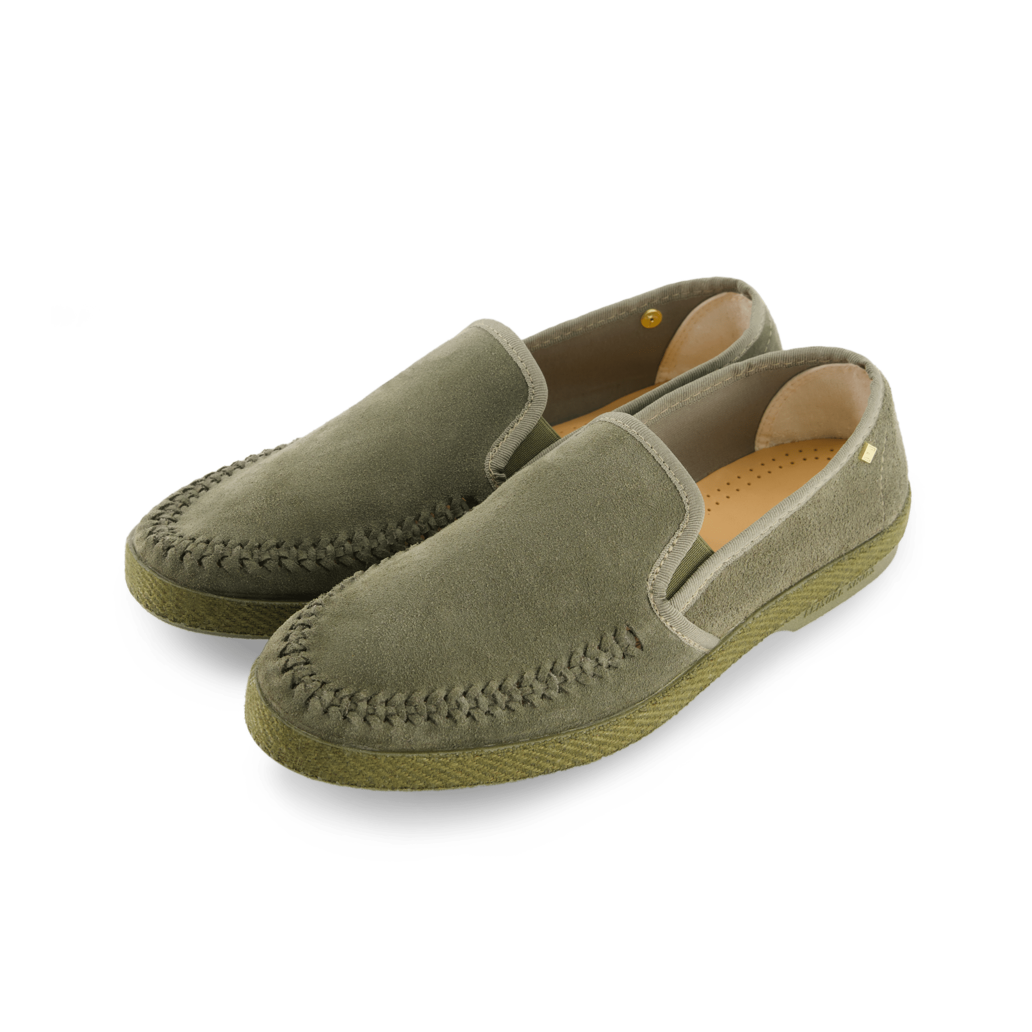 Rivieras European Union Slip - On Woven Split Toe Moccasin Muted Green 3095 Shoes handmade in Spain.
