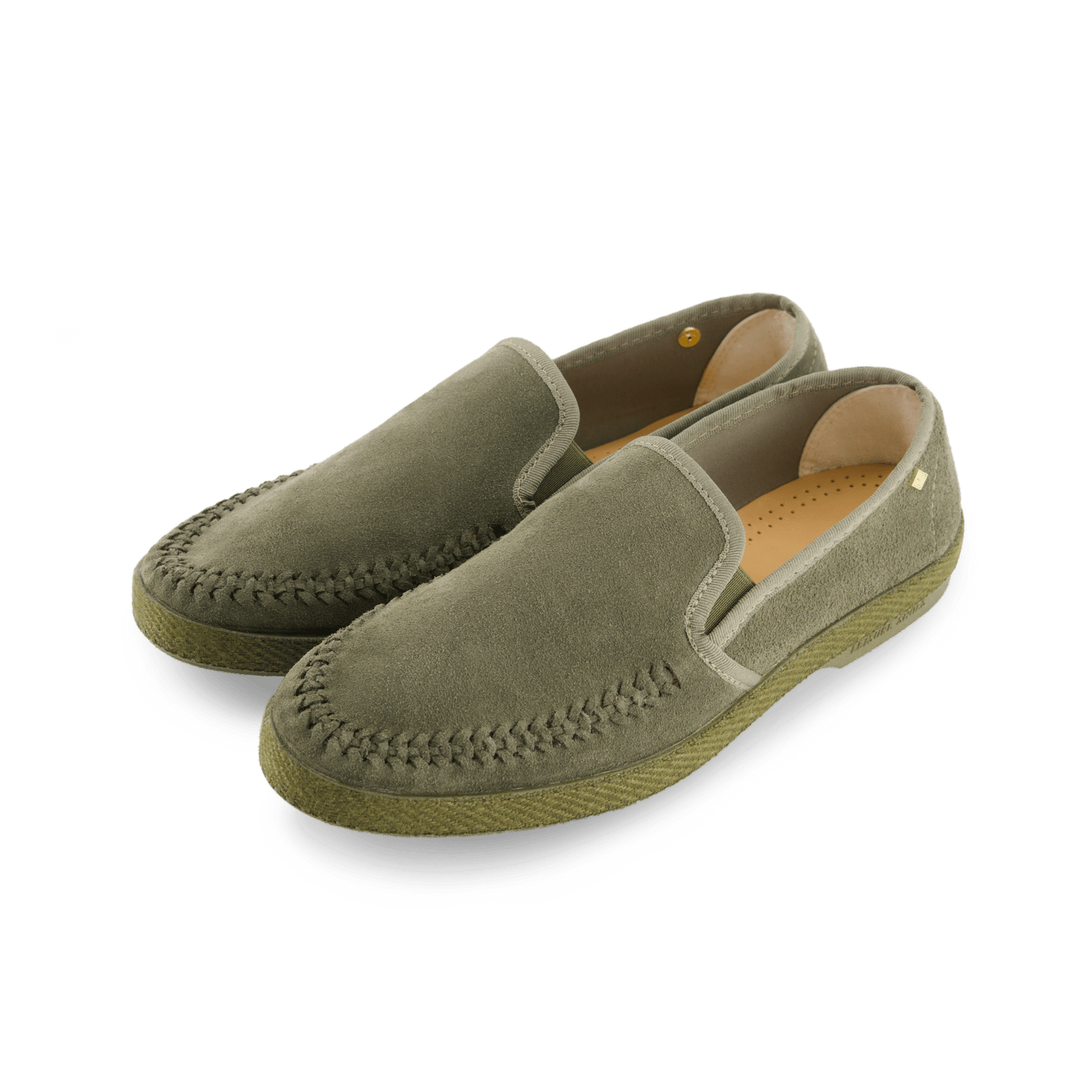 Rivieras European Union Slip - On Woven Split Toe Moccasin Muted Green 3095 Shoes handmade in Spain.