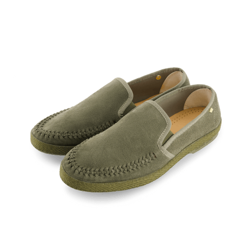 Rivieras European Union Slip - On Woven Split Toe Moccasin Muted Green 3095 Shoes handmade in Spain.