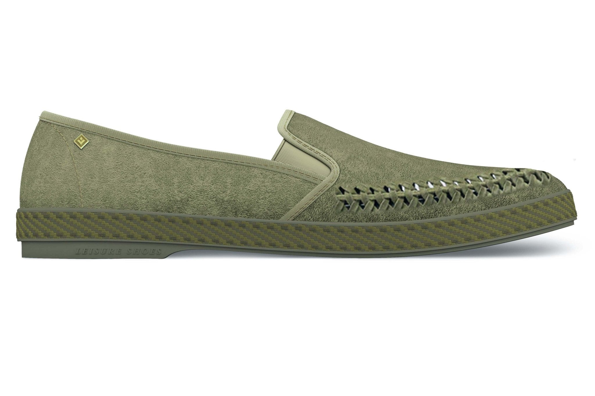 Rivieras European Union Slip - On Woven Split Toe Moccasin Muted Green 3095 Shoes handmade in Spain.