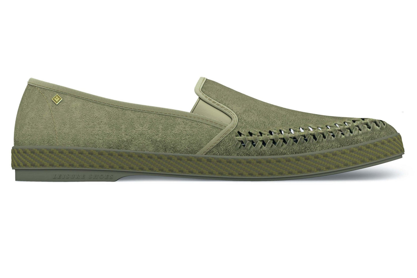 Rivieras European Union Slip - On Woven Split Toe Moccasin Muted Green 3095 Shoes handmade in Spain.