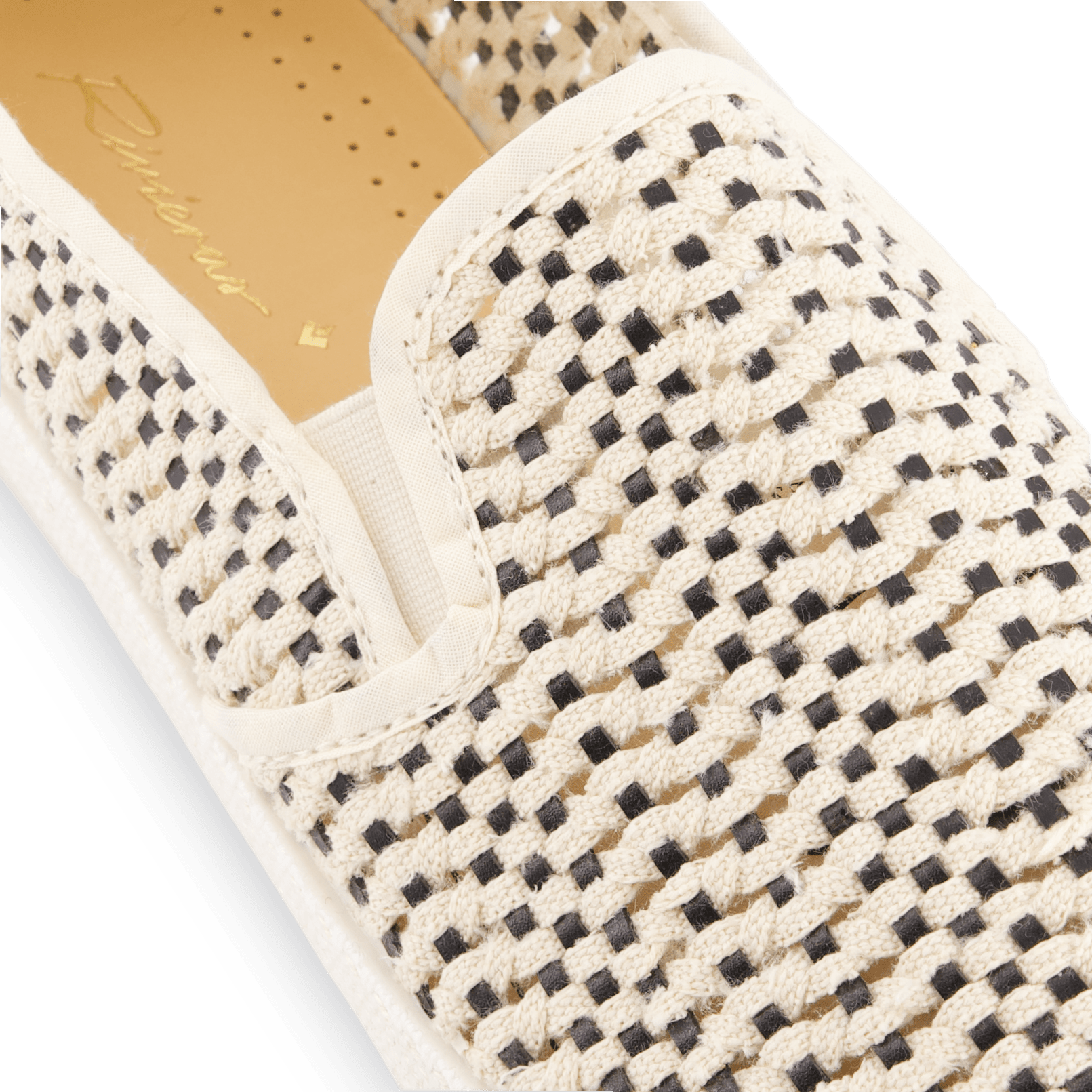 Rivieras European Union Woven Slip - On Loafer Ecru and Black 3130 Shoes handmade in Spain.