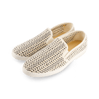 Rivieras European Union Woven Slip - On Loafer Ecru and Black 3130 Shoes handmade in Spain.