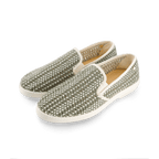 Rivieras European Union Woven Slip - On Loafer in Sage Green with White 3131 Shoes handmade in Spain.