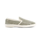 Rivieras European Union Woven Slip - On Loafer in Sage Green with White 3131 Shoes handmade in Spain.