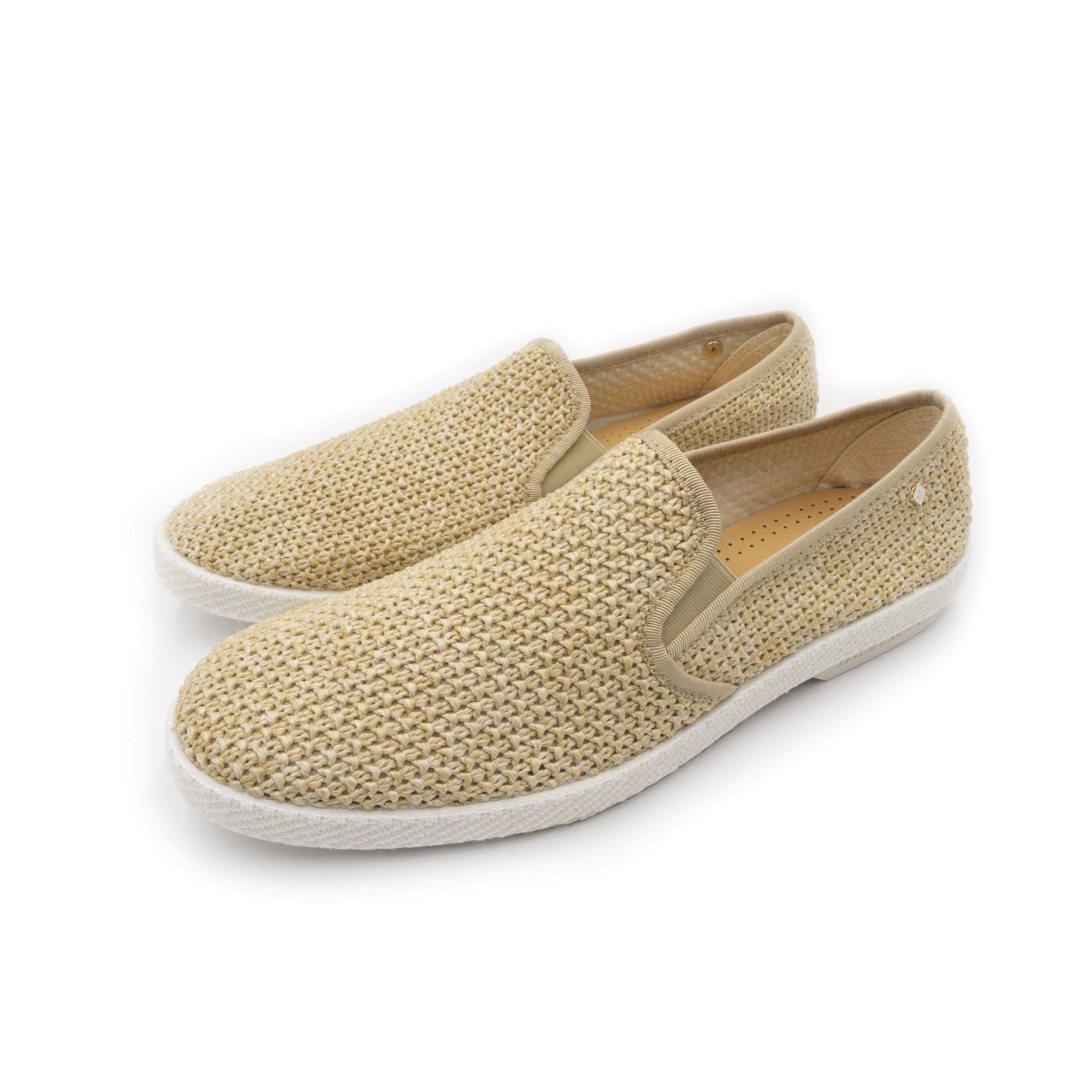 Rivieras Leisure shoes Beige Raffia Slip - On Loafer 1311 Mocassin handmade in Spain.