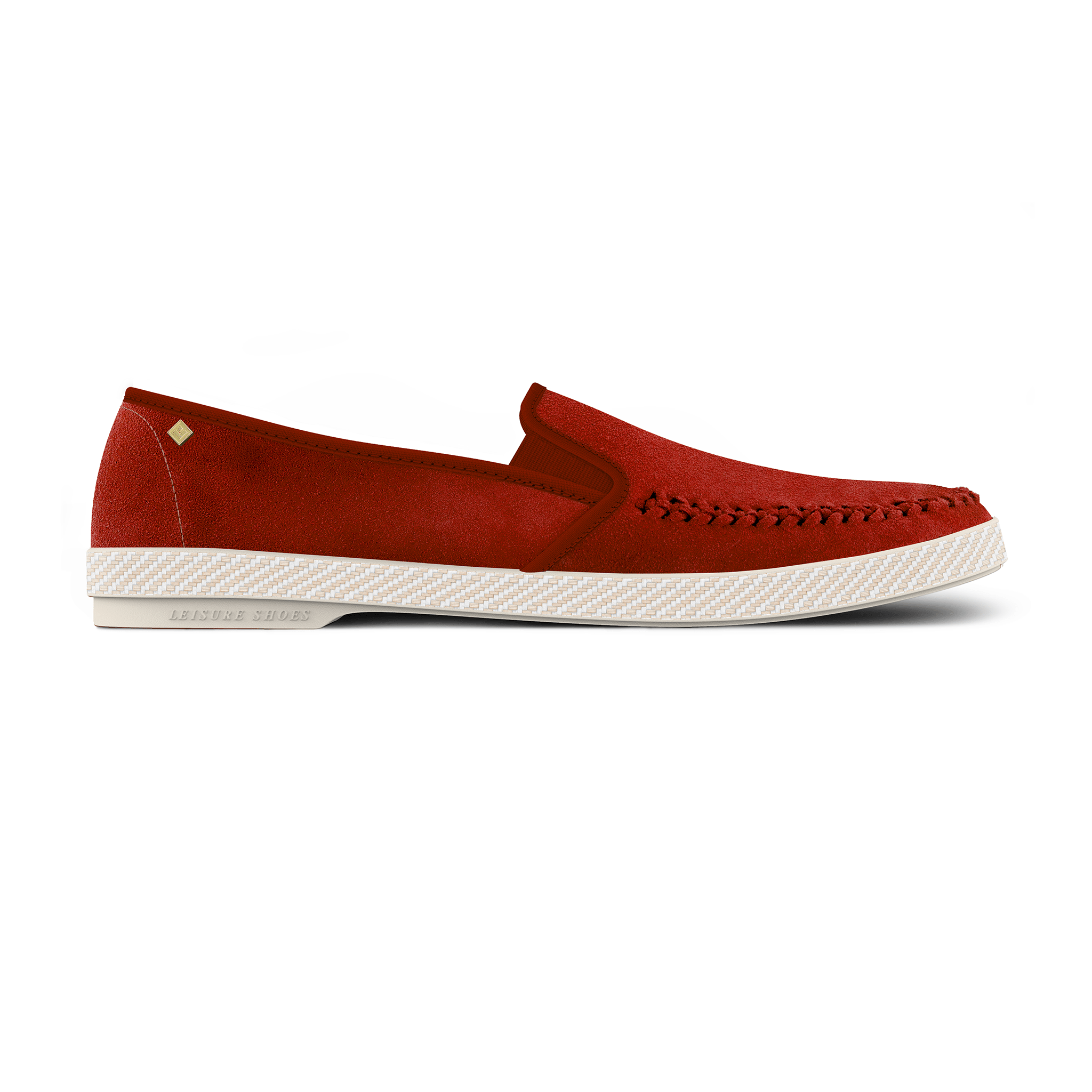 Rivieras Leisure Shoes Classic Braided Red Suede SHOES handmade in Spain.