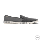 Rivieras Leisure shoes Classic Cotton Canvas & Mesh Slip - On Loafer in Anthracite Gray 2037 Mocassin handmade in Spain.