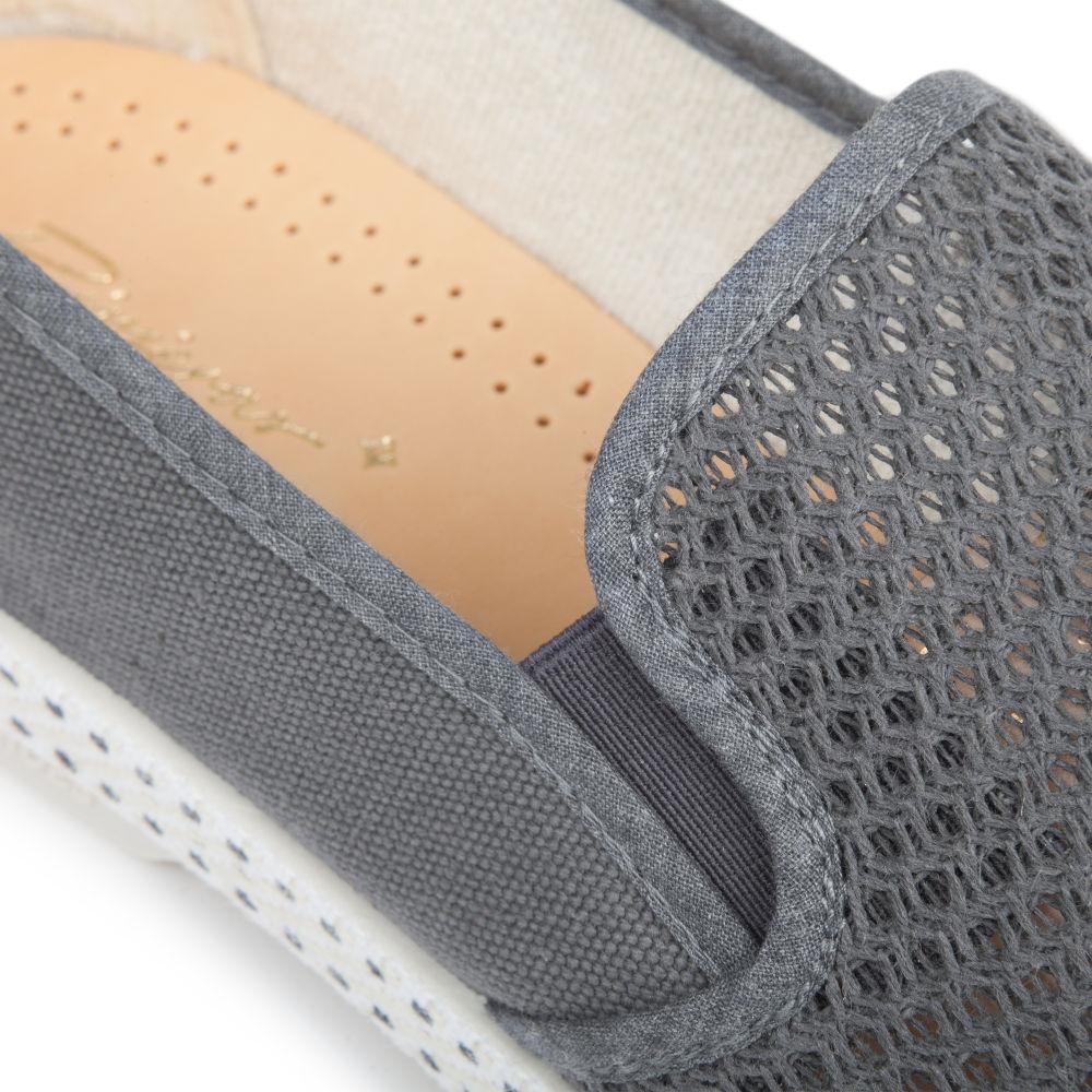 Rivieras Leisure shoes Classic Cotton Canvas & Mesh Slip - On Loafer in Anthracite Gray 2037 Mocassin handmade in Spain.