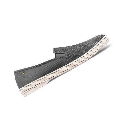 Rivieras Leisure shoes Classic Cotton Canvas & Mesh Slip - On Loafer in Anthracite Gray 2037 Mocassin handmade in Spain.