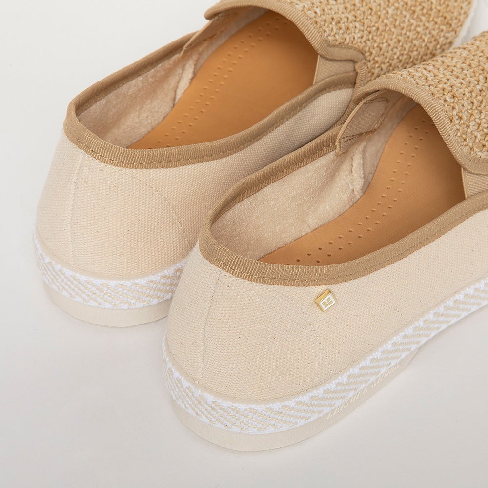 Rivieras Leisure Shoes Classic Cotton Canvas & Raffia Slip - On Loafer in Cream 1330 Shoes handmade in Spain.