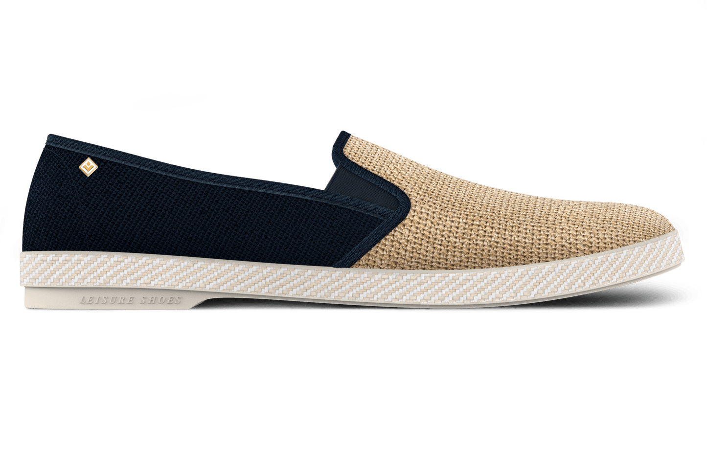 Rivieras Leisure Shoes Classic Cotton Canvas & Raffia Slip - On Loafer in Navy 1331 Shoes handmade in Spain.