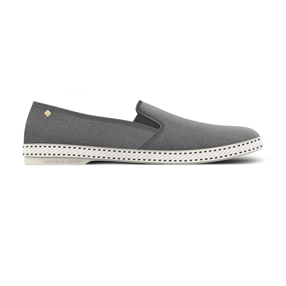 Rivieras Leisure shoes Classic Cotton Canvas Slip - On Loafer Anthracite Gray 1020 Mocassin handmade in Spain.