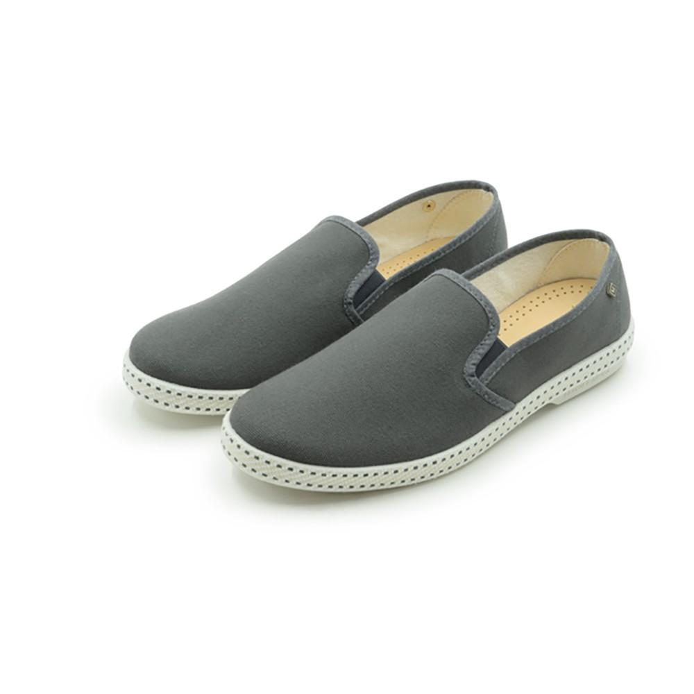 Rivieras Leisure shoes Classic Cotton Canvas Slip - On Loafer Anthracite Gray 1020 Mocassin handmade in Spain.