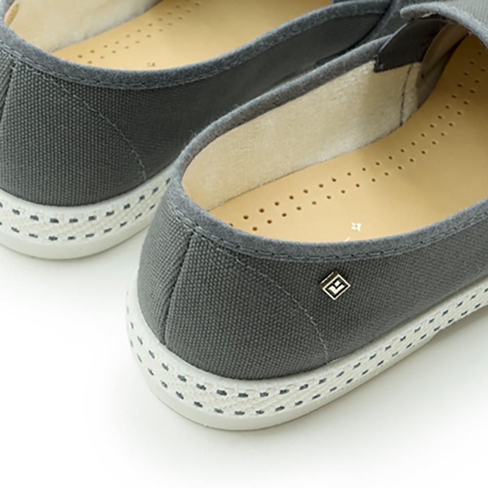 Rivieras Leisure shoes Classic Cotton Canvas Slip - On Loafer Anthracite Gray 1020 Mocassin handmade in Spain.