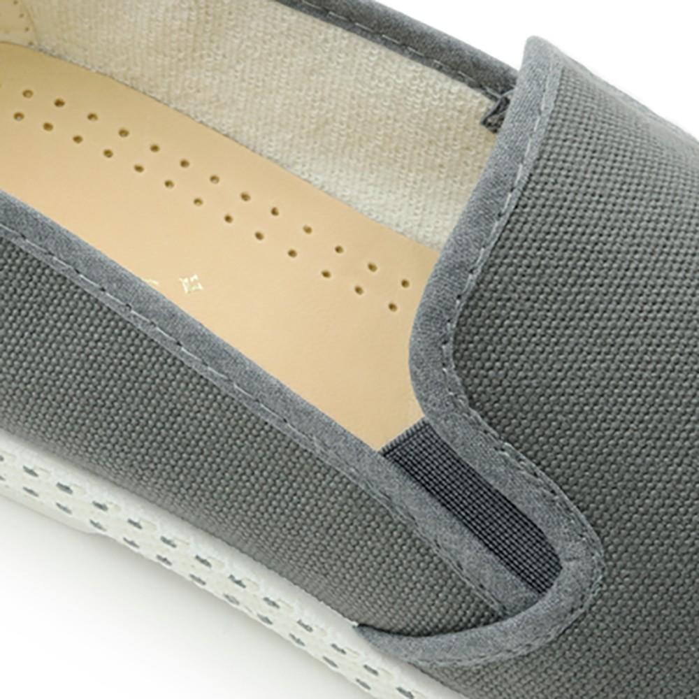 Rivieras Leisure shoes Classic Cotton Canvas Slip - On Loafer Anthracite Gray 1020 Mocassin handmade in Spain.