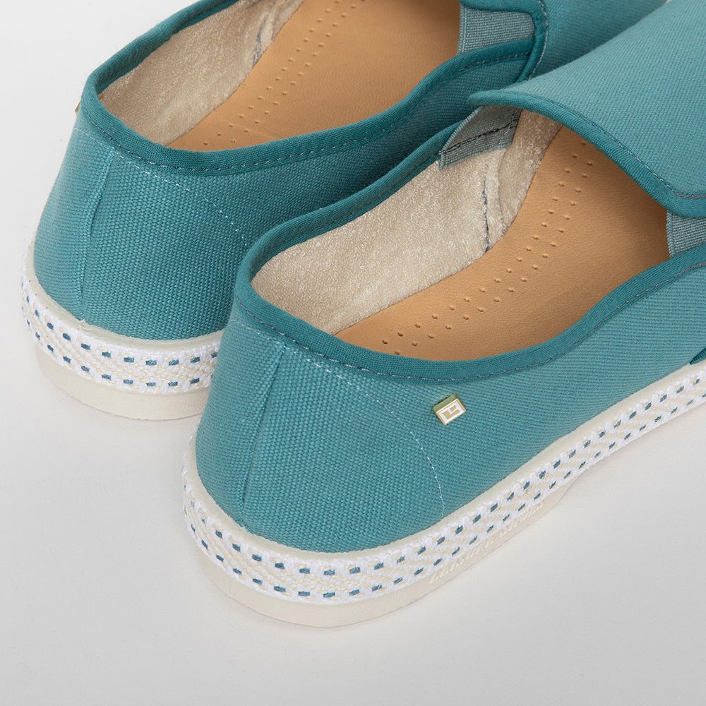 Rivieras Leisure Shoes Classic Cotton Canvas Slip - On Loafer Aqua 1024 Shoes handmade in Spain.