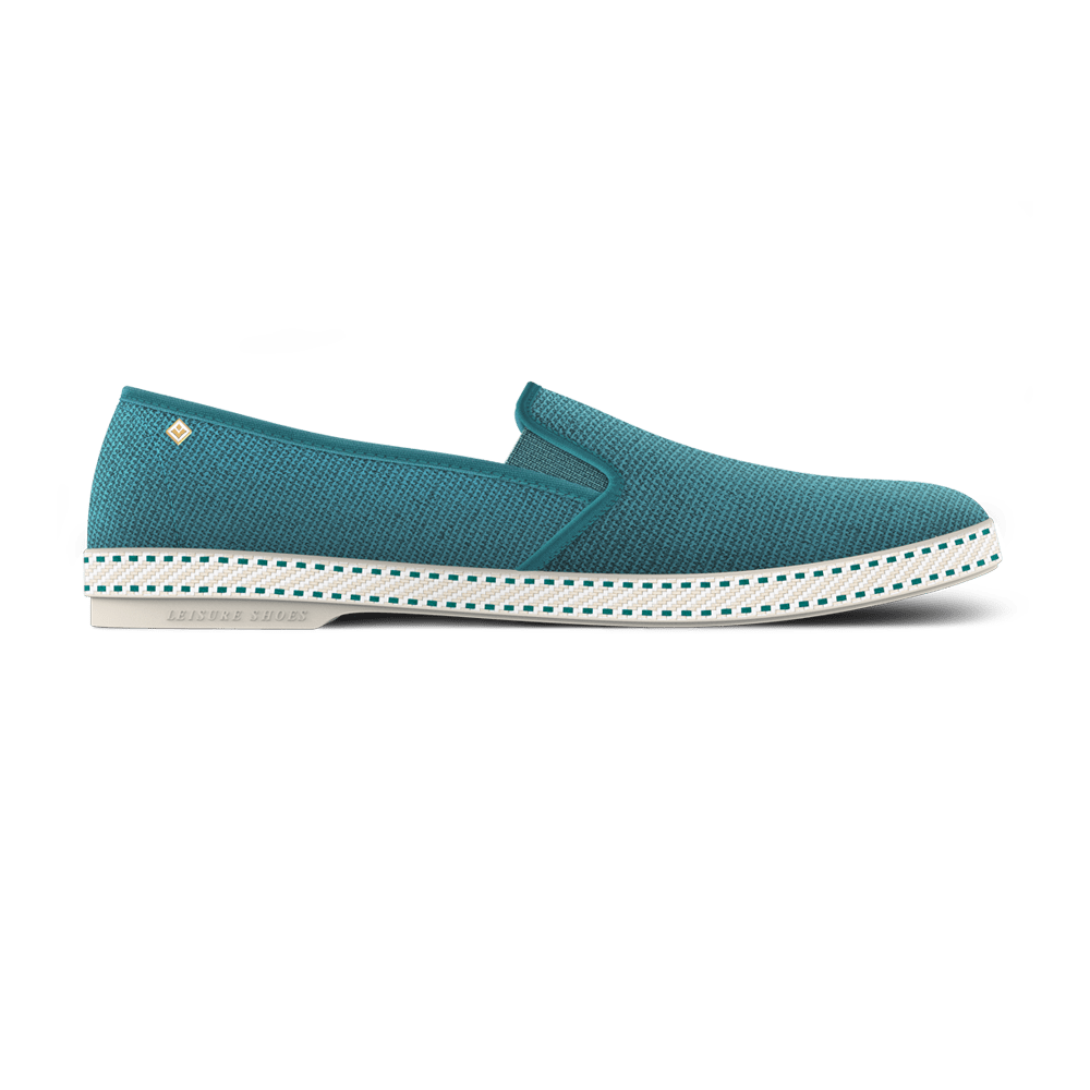 Rivieras Leisure Shoes Classic Cotton Canvas Slip - On Loafer Aqua 1024 Shoes handmade in Spain.