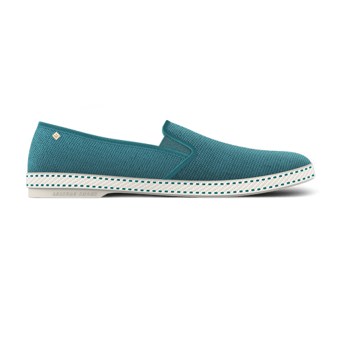 Rivieras Leisure Shoes Classic Cotton Canvas Slip - On Loafer Aqua 1024 Shoes handmade in Spain.