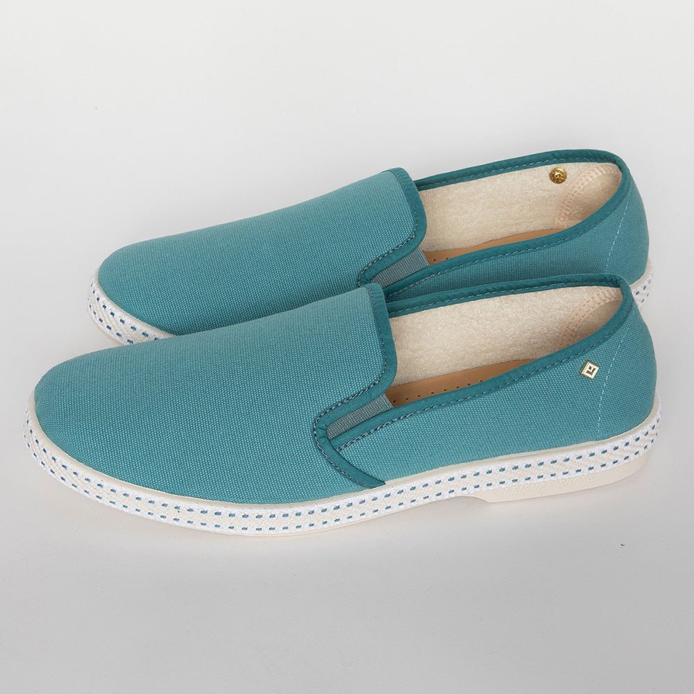 Rivieras Leisure Shoes Classic Cotton Canvas Slip - On Loafer Aqua 1024 Shoes handmade in Spain.