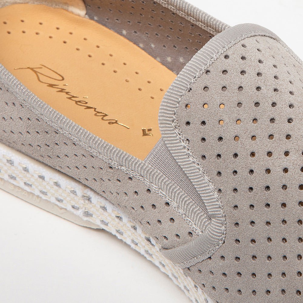 Rivieras Leisure Shoes Classic Suede Slip - On Loafer Gray 3072 Shoes handmade in Spain.