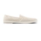 Rivieras Leisure Shoes Classic Textured Raffia Slip - On Loafer in Ivory 1509 Shoes handmade in Spain.