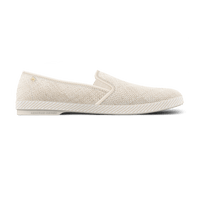 Rivieras Leisure Shoes Classic Textured Raffia Slip - On Loafer in Ivory 1509 Shoes handmade in Spain.