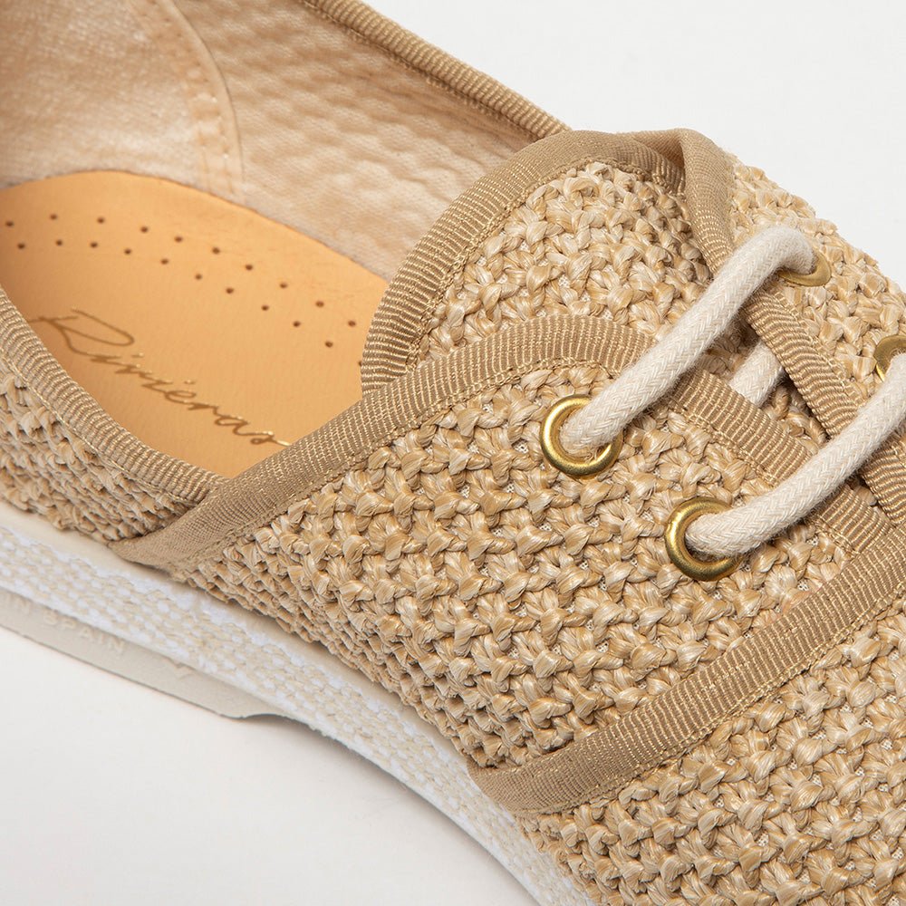 Rivieras Leisure Shoes Raffia Slip - On Loafer with Laces 4050 handmade in Spain.