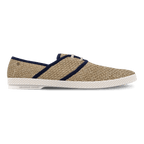 Rivieras Leisure Shoes Raffia Slip - On Loafer with Laces & Navy Trim 4051 handmade in Spain.