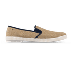 Rivieras Leisure shoes Raffia Slip - On Loafer with Navy Trim 1312 Mocassin handmade in Spain.