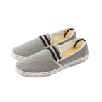 Rivieras Shoes Canvas Oxford Loafer with Striped Elastic Band Black 1191 Mocassin handmade in Spain.