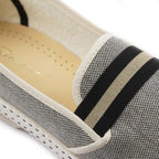 Rivieras Shoes Canvas Oxford Loafer with Striped Elastic Band Black 1191 Mocassin handmade in Spain.