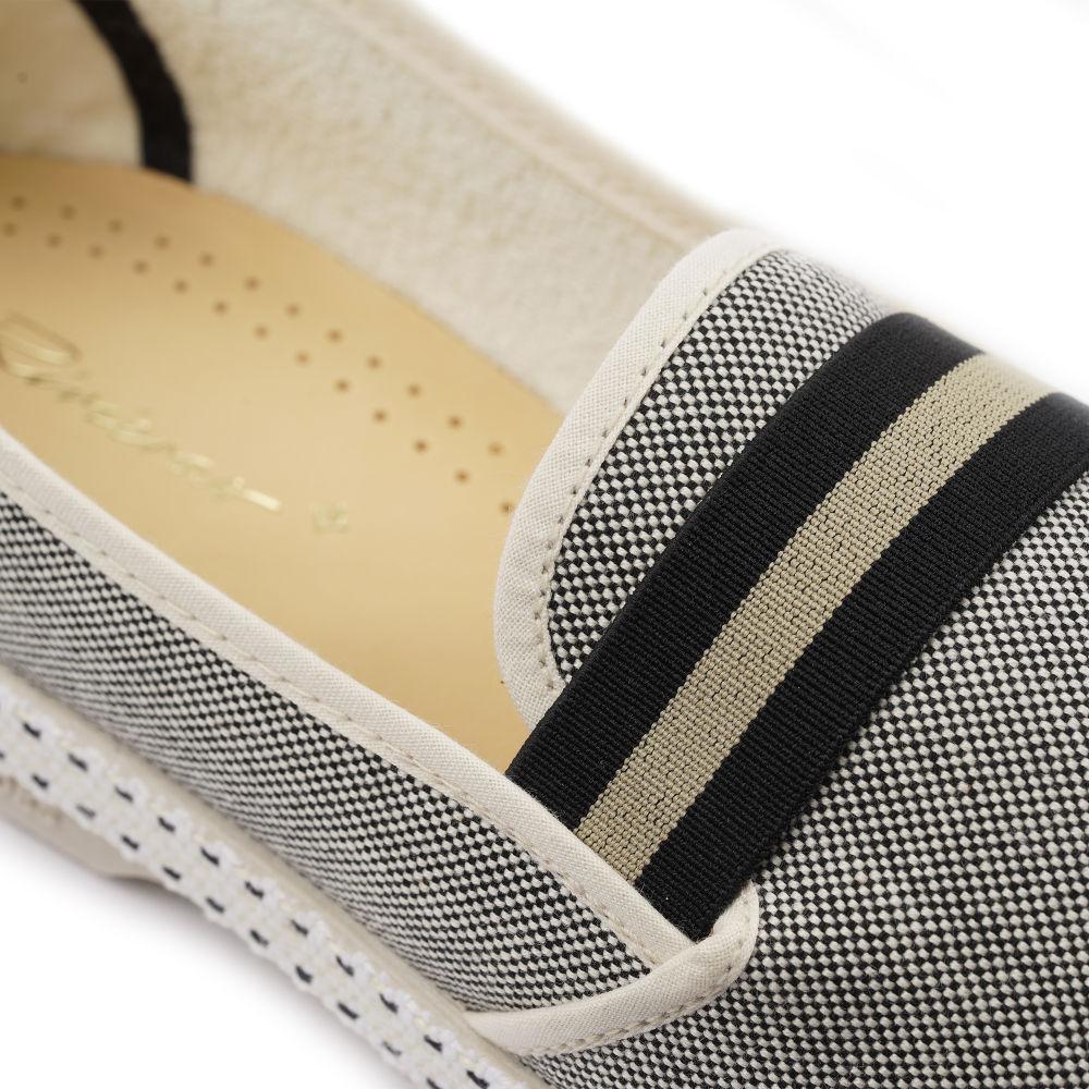 Rivieras Shoes Canvas Oxford Loafer with Striped Elastic Band Black 1191 Mocassin handmade in Spain.