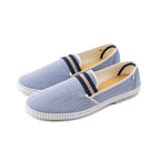 Rivieras Shoes Canvas Oxford Loafer with Striped Elastic Band Blue 1192 Mocassin handmade in Spain.