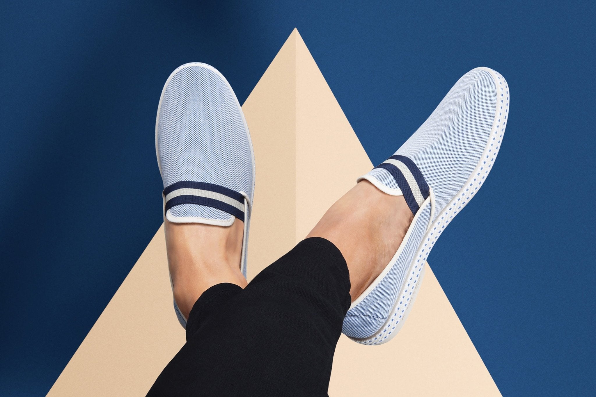 Rivieras Shoes Canvas Oxford Loafer with Striped Elastic Band Blue 1192 Mocassin handmade in Spain.