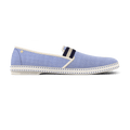 Rivieras Shoes Canvas Oxford Loafer with Striped Elastic Band Blue 1192 Mocassin handmade in Spain.