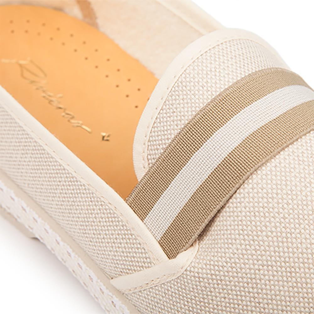 Rivieras Shoes Canvas Oxford Loafer with Striped Elastic Band Natural 1197 Mocassin handmade in Spain.