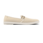 Rivieras Shoes Canvas Oxford Loafer with Striped Elastic Band Natural 1197 Mocassin handmade in Spain.