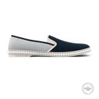 Rivieras Shoes Classic Canvas & Mesh Slip on Loafer in Light Blue and Navy 9212 Mocassin handmade in Spain.