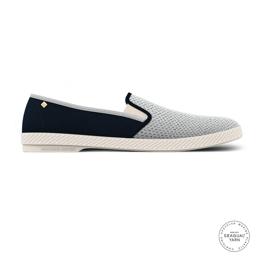 Rivieras Shoes Classic Canvas & Mesh Slip on Loafer in Navy and Light Blue 9213 Mocassin handmade in Spain.